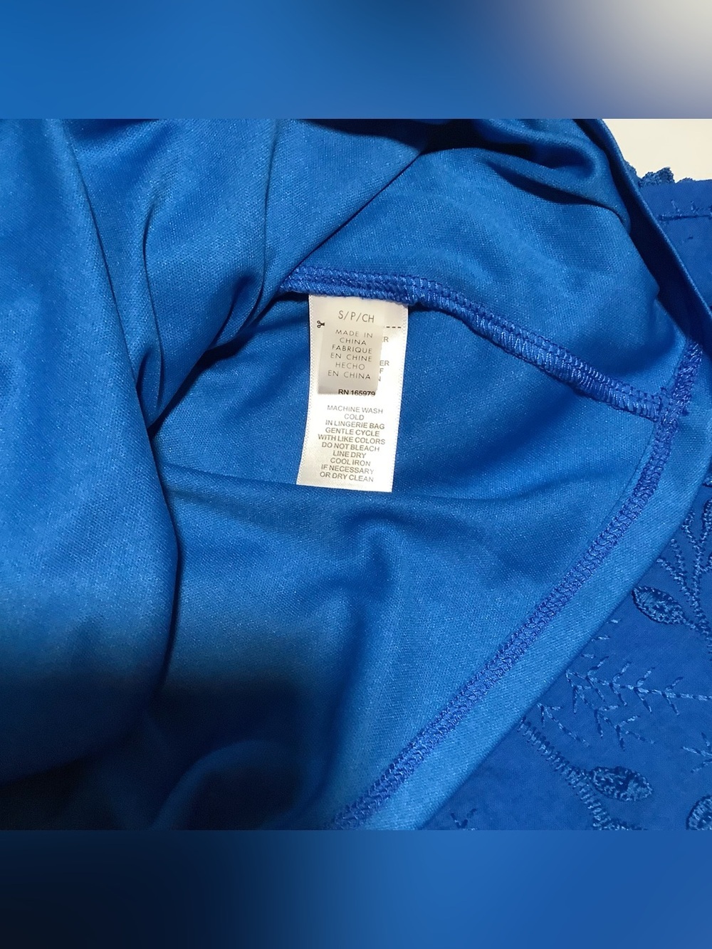 Cupio Women’s Small Royal Blue Embroidered Split Neck Top Short Sleeve Top - Picture 6 of 7